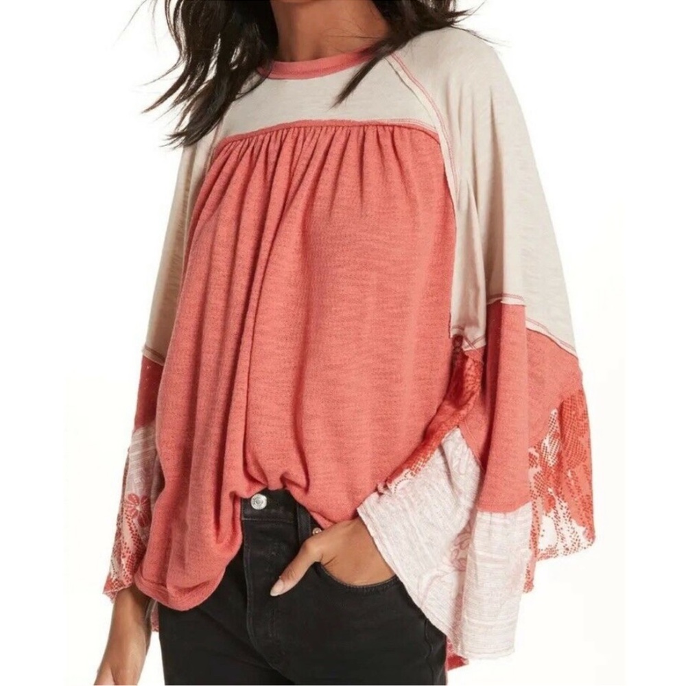 Free People We The Free Friday Fever Pattern Mix Top - Picture 2 of 11